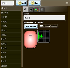 A screen shot of the Sound-pads panel pad-set editor. 