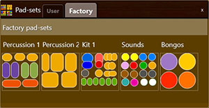 A screen shot of the Sound-pads panel pad-set picker. 