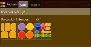 A screen shot of the Sound-pads panel pad-set picker. 