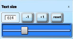 An image of the size adjuster from the TypeThenTalk.com app