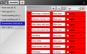 A screen shot of the Stec Records ST Checklist app with items still out. 